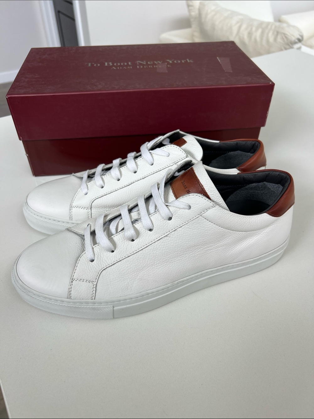 To Boot New York knox panama diver leather bianco white tan sneakers 10.5
